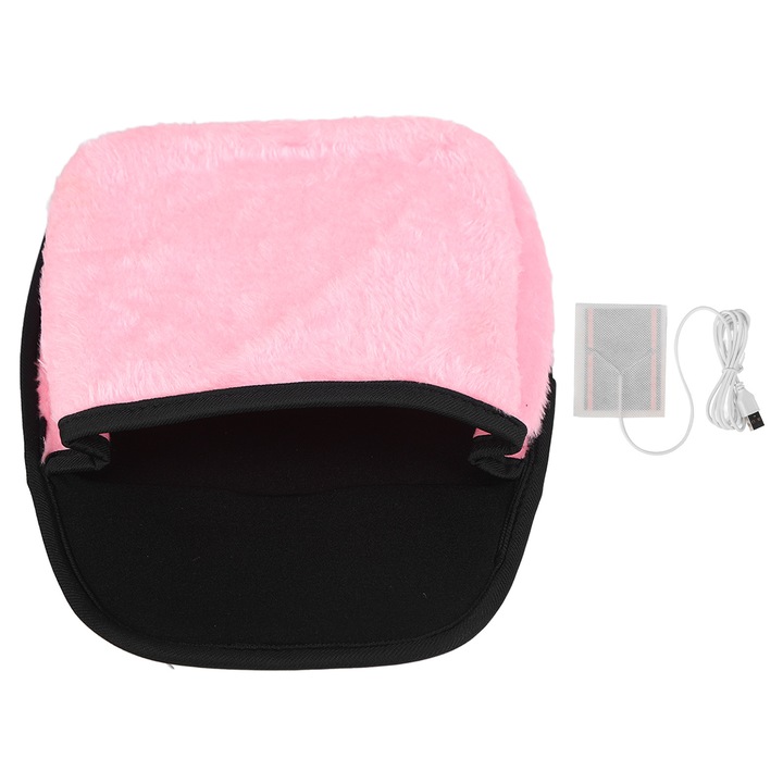 Mousepad incalzit, roz, 29x22cm, cu protectie pentru incheietura, set cu cablu USB