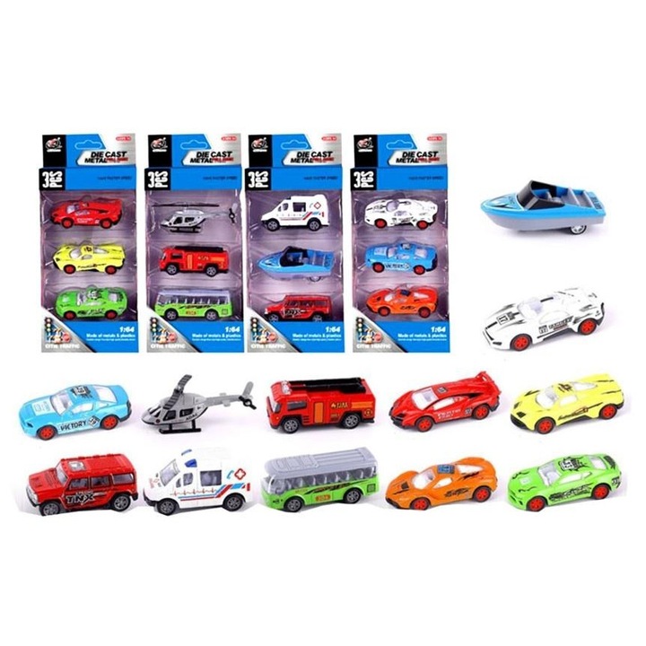 Set masinute SWEDE, 3 bucati, pentru copii 3+, multicolor