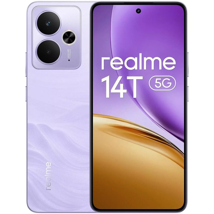 Telefon mobil Realme 14T, 8GB RAM, 256GB, 5G, Lightning Purple