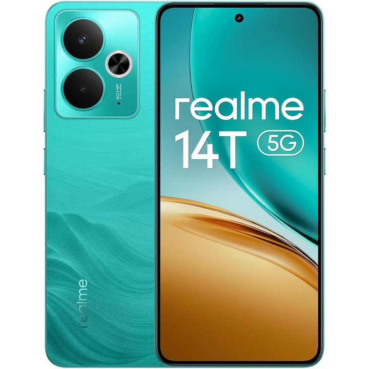 Realme 14T mobiltelefon, 8 GB RAM, 256 GB, 5G, Surf Green