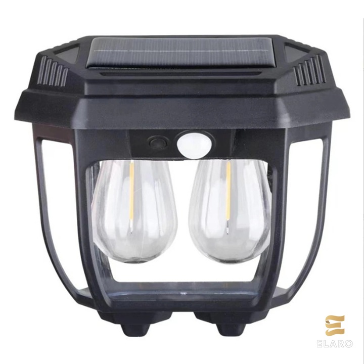 Соларна стенна лампа със сензор за движение, 28W, 1200mAh, лесен монтаж, LED светлина, за тераса и двор – HW 669-2W