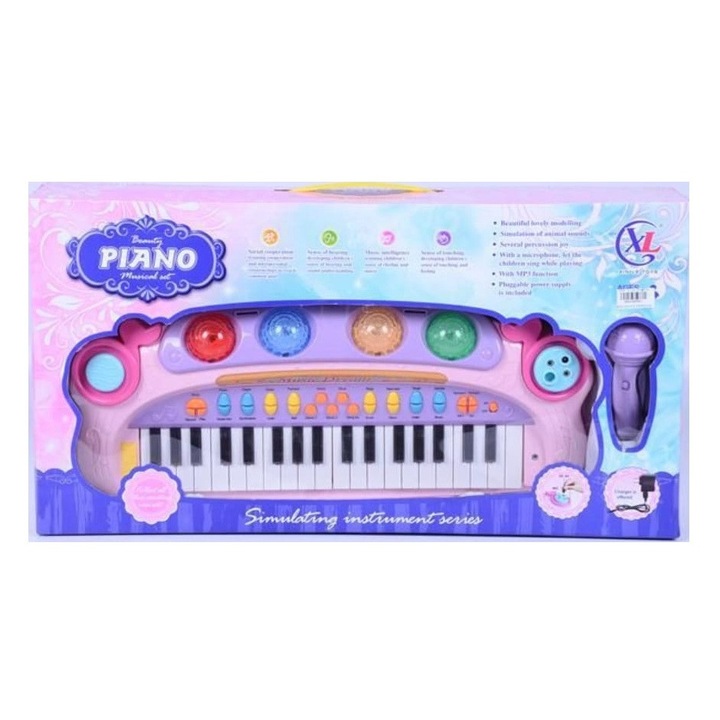 Elektronikus játékzongora mikrofonnal, fényekkel és hangokkal – Dream Piano XL, gyerekeknek