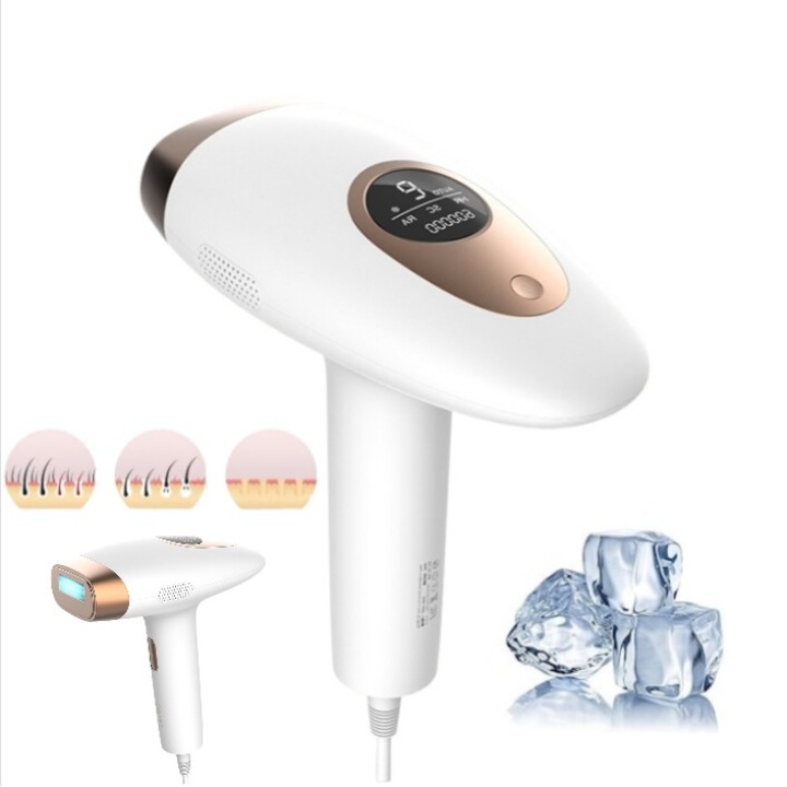 Епилатор, IPL, безболезнено обезкосмяване, 9 нива на интензивност, използва технология с интензивна пулсираща светлина, фотонен, унисекс, без болка, за ръце, подмишници, бикини зона, устни