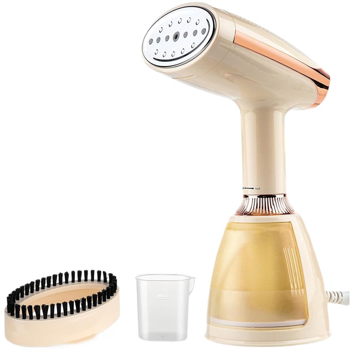 Hordozható függőleges gőzölős vasaló, 1500 W teljesítmény, 250 ml-es kivehető víztartály, állítható, gyengéd vízkőtelenítés és gyűrődéseltávolítás, simává és lapossá teszi a ruhákat, 1500 W-os gőzölős vasaló