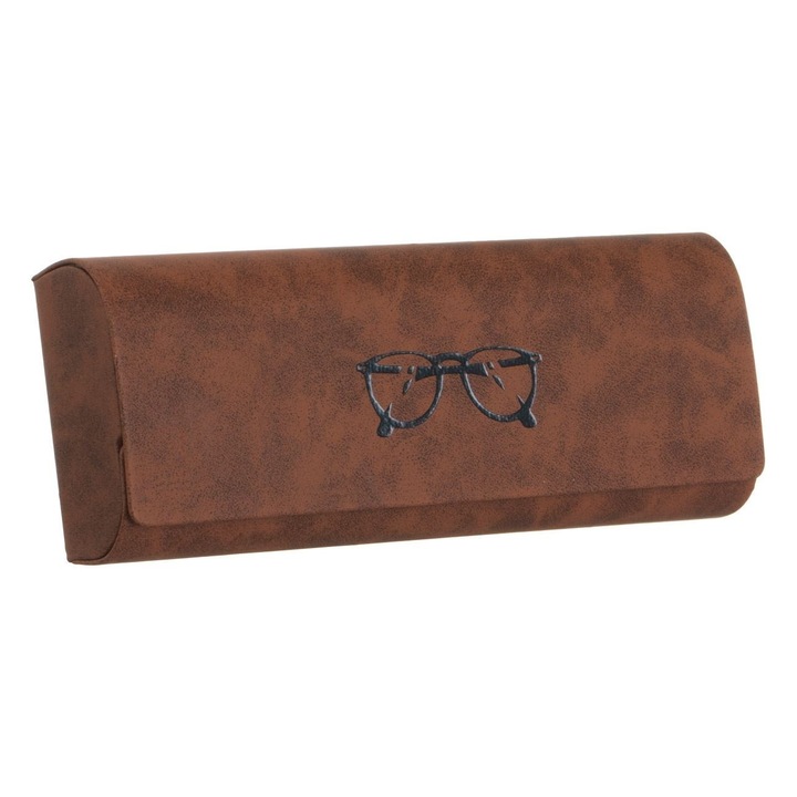 Husa Rigida Maro pentru Ochelari cu Imprimeu Negru si Inchidere Magnetica