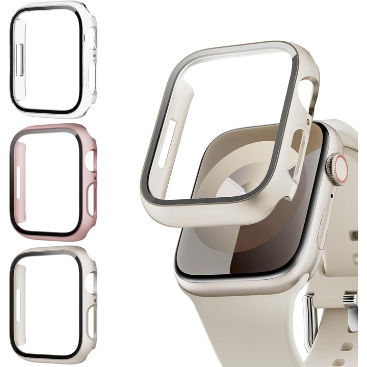 Комплект от 3 защитни калъфа Lovmunia, за Apple Watch Series 3 42mm, iWatch 42mm, устойчиви на надраскване и удар, многоцветни