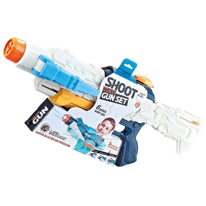 Воден пистолет за деца, тип арбалет, резервоар 700 мл, басейн, плаж, 2 дюзи, многоцветен, тюркоазен