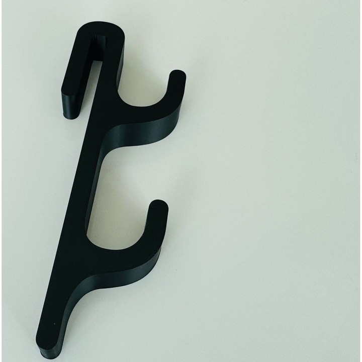 Carlig pentru Cabine de Dus – Suport Umeras, Accesorii Baie, Model Dublu EXT, Printat 3D din PLA, Negru, 2 Agatatori Exterioare