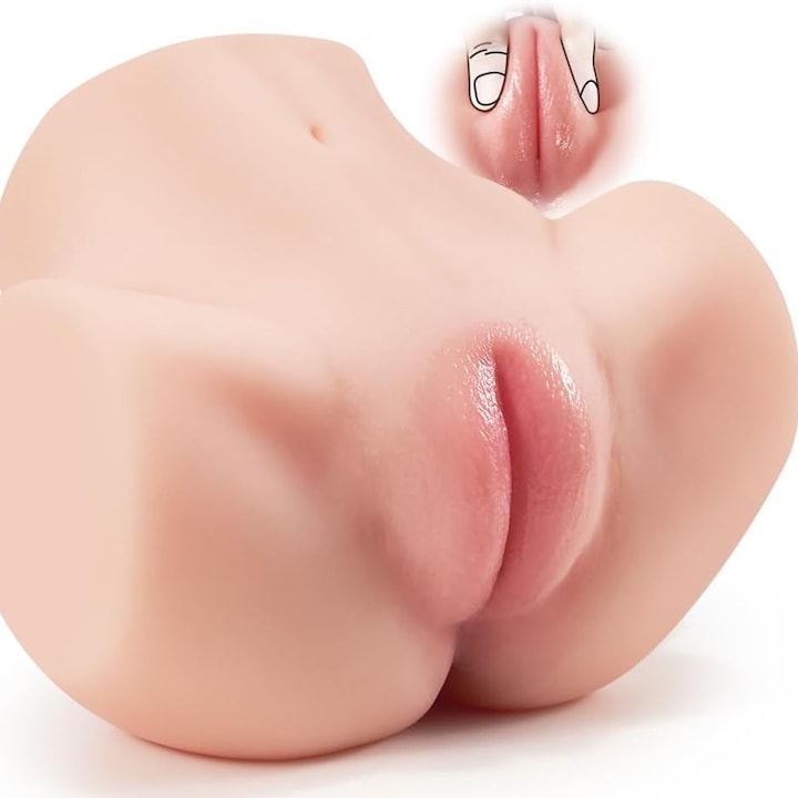 Реалистичен мастурбатор FairyKiss®, За мъже, Голями задни части, Стегната вагина и анус с 2 канала, 3D текстура, Мек TPE материал,1.83 кг, Телесен цвят