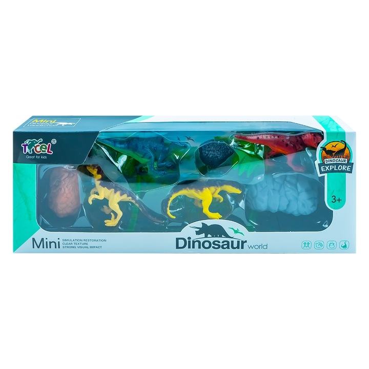 3 dinoszaurusz figura, 5 kiegészítő, Robentoys