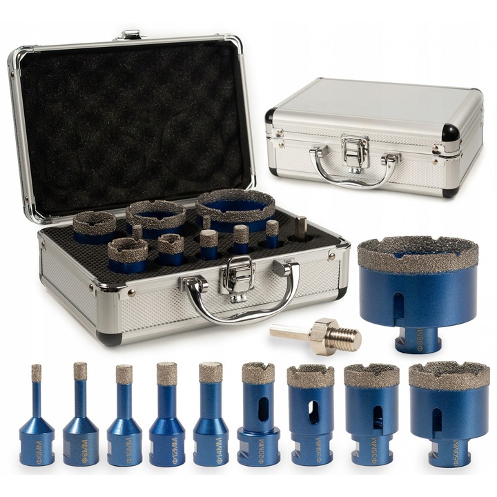 Set carote diamantate piatra gresie faianta beton 6-68mm M14 12piese (CAR668M14-2)