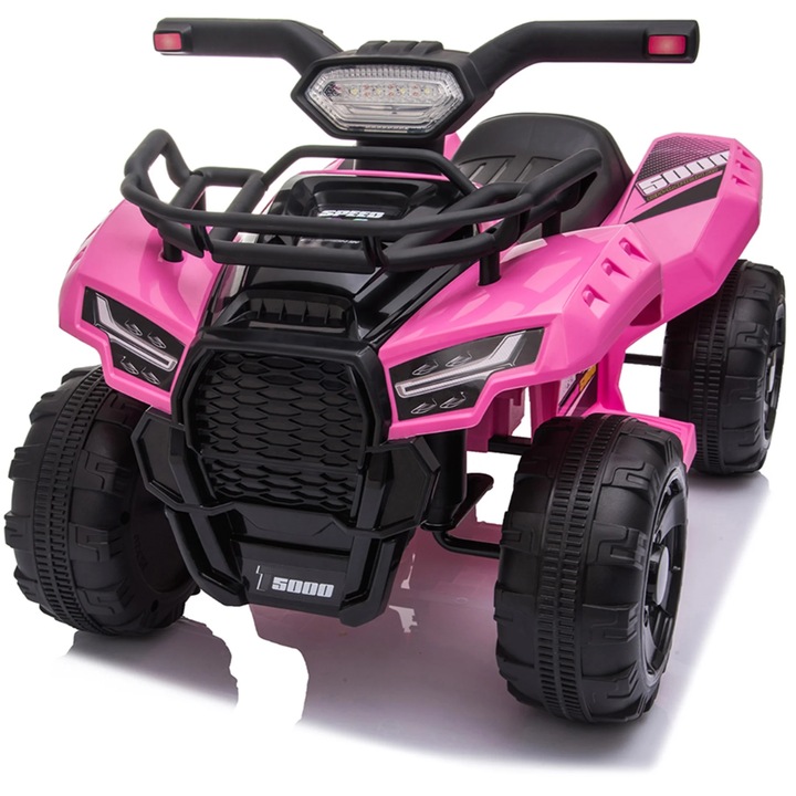 Bukino elektromos mini ATV gyerekeknek, 6 V-os akkumulátor, újratölthető, prémium anyagok, tapadós kerekek, biztonságos 2 km/h sebesség, robusztus, kényelmes váz, ideális a kicsik kalandjaihoz a házban vagy az udvaron, rózsaszín