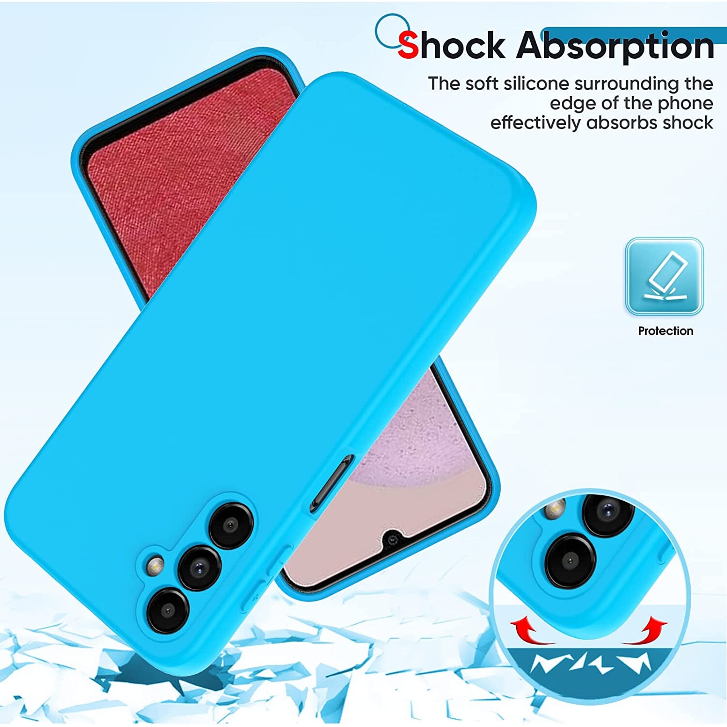Husa Joyshell pentru Samsung Galaxy A55, SIlicon Catifelat Cu Interior Microfibra, Protectie la Camere, Albastru marin