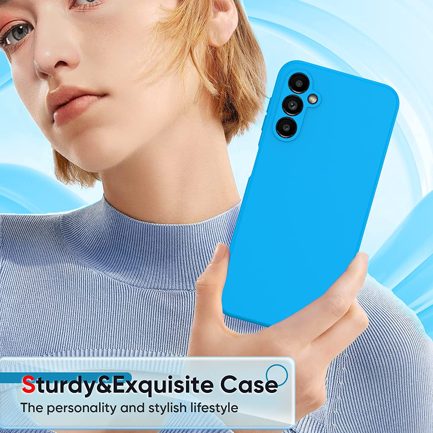 Husa Joyshell pentru Samsung Galaxy A55, SIlicon Catifelat Cu Interior Microfibra, Protectie la Camere, Albastru marin