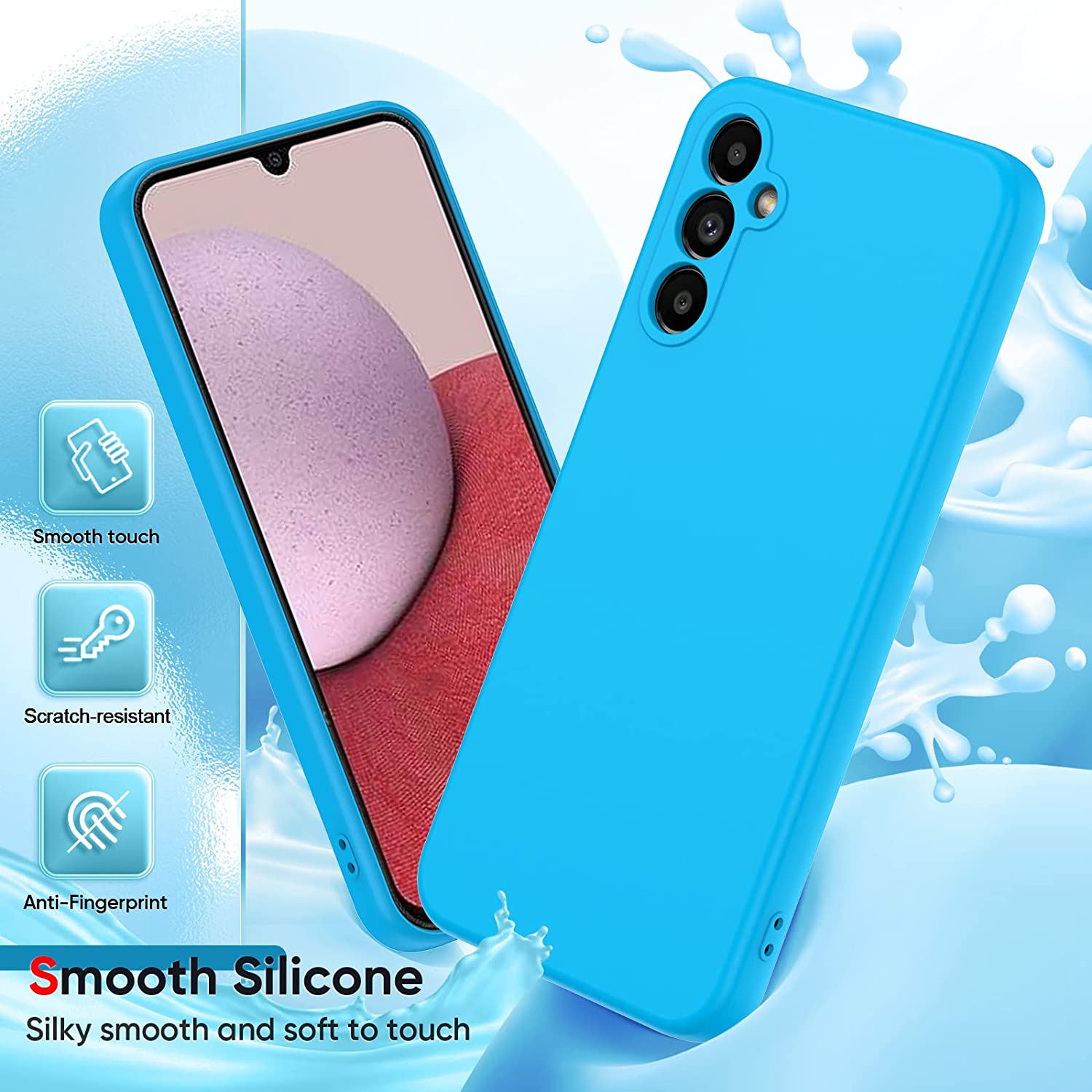 Husa Joyshell pentru Samsung Galaxy A55, SIlicon Catifelat Cu Interior Microfibra, Protectie la Camere, Albastru marin