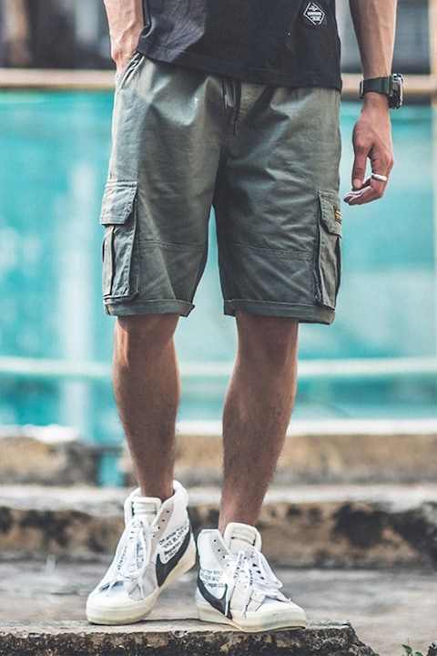 Мъжки три четвърти шорти, спокоен стил, с 6 широки джоба, Сив