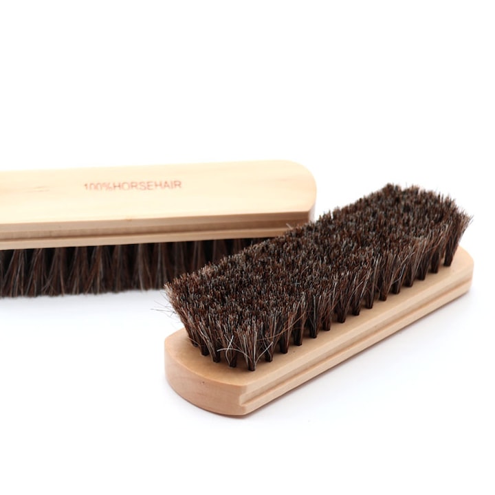 Set de 1 perie pentru sters praful si curatat, SHEFEITE®, peri din par de cal, culoare bustean, 14x5x3.8cm, ideal pentru curatarea interiorului masinii