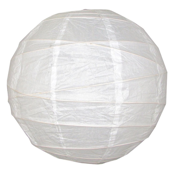 Abajur Lustra Rotund din Hartie de Bambus Alba Ø30cm