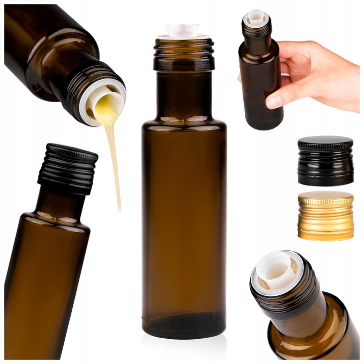 Set Sticla De Sticla Si Dozator, Superbutelki, Sticla, 100 Ml, Dozator In Capac, Inchidere Etansa, Ideal Pentru Depozitarea Si Servirea Uleiului, 14.6 Cm x 4.3 Cm