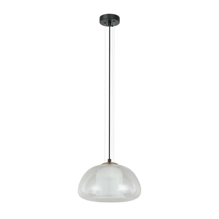 Pendul, Italux, alb-transparent, 25x25x88cm, cu suport negru, design modern