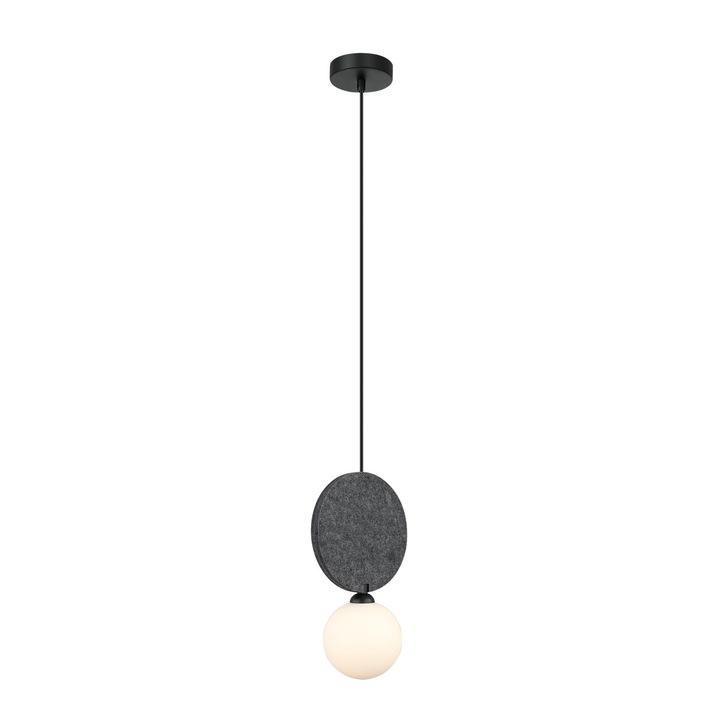 Lampa suspendata ANDREA, Italux, gri, 118cm, design modern, cu abajur din sticla