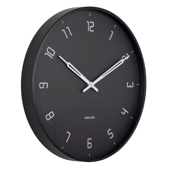 Ceas de perete Karlsson STARK, 40cm, negru, design modern, material metal si sticla