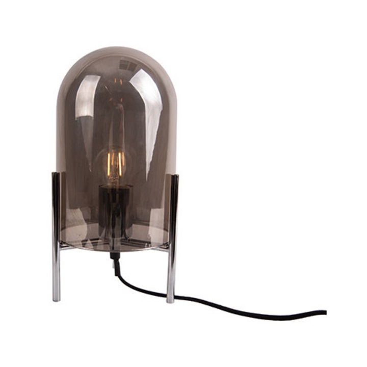 Lampa de masa Leitmotiv GLASS BELL, gri-diminuat, 30x16cm