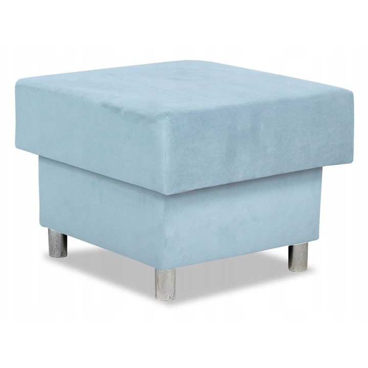Taburet Alicja, Suport pentru picioare, Catifea albastru deschis, 60x60x45cm