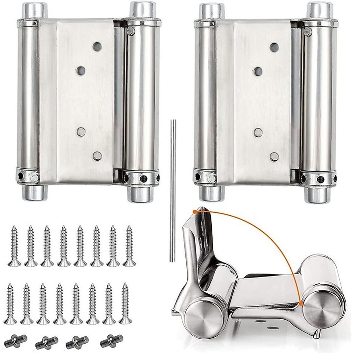 2 darabos rozsdamentes acél ajtózsanér készlet, 15 kg terhelhetőség, méretek 90x76x1.5mm, ajtó vastagság 25-36mm