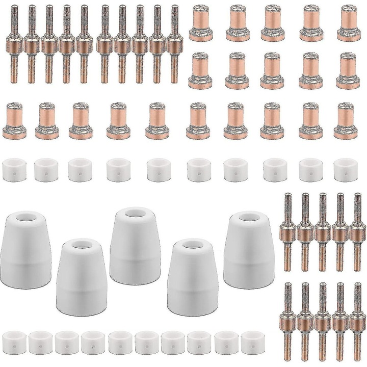 Set 65 piese consumabile plasma PT31, electrozi, duze de taiere, inele ceramice, 5 mufe de combustie