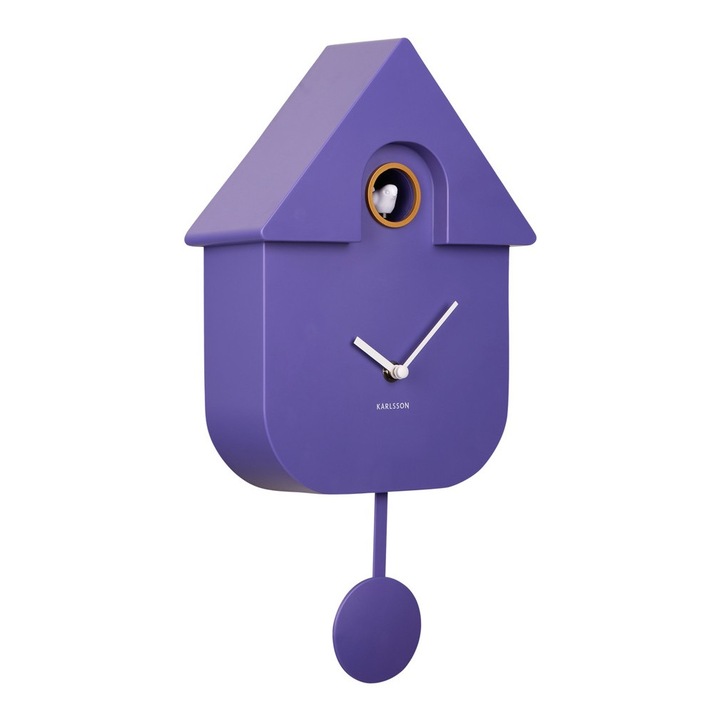 Ceas decorativ Karlsson MODERN CUCKOO, fiolet, 41x21,5x8,5cm