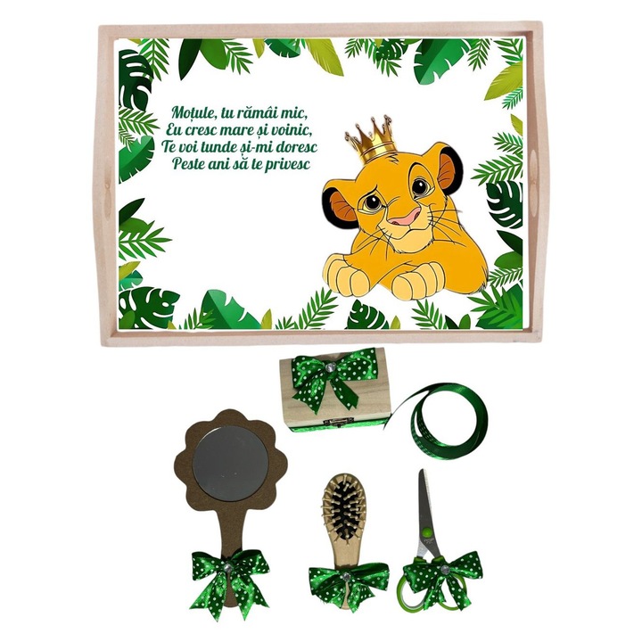 Set tavita pentru taiere mot la baietei – leu verde, 6 piese, TAV15