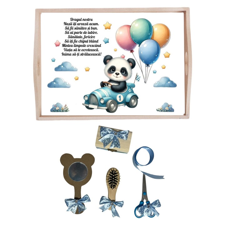 Set tavita pentru taiere mot/turta – ursulet masinuta - blue, 6 piese, TAV16