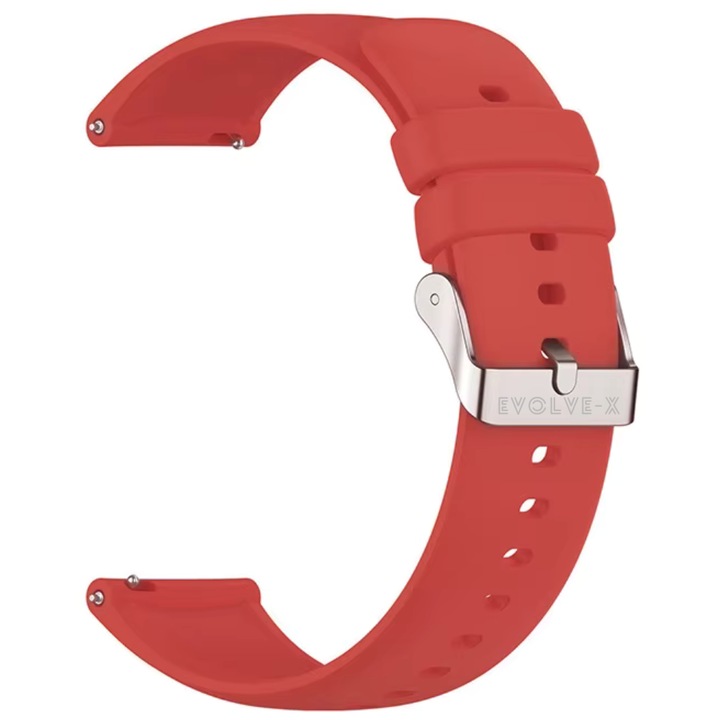 Curea smartwatch din silicon, 18 mm, sistem Quick release, catarama inox, rosu