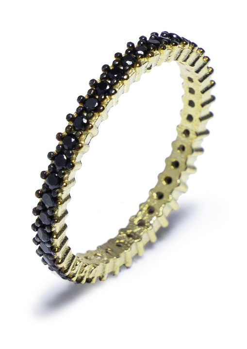 Inel Tennis, Argint 925, Placat cu aur de 18k, marimea 8.5