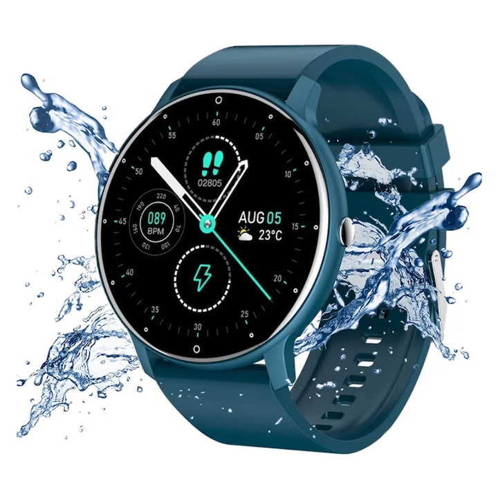 AOVO ZL02 Okosóra és fitnesz karkötő, Hívás értesítés / Sms / Közösségi média, fizikai aktivitás figyelés, alvás, pulzusszám, lépésszámláló, zenelejátszó, vízálló, kék