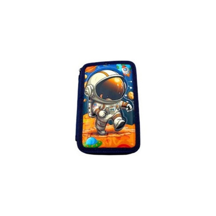 Училищен калъф за моливи с 2 ципа, без екипировка, 20x14 см, астронавт
