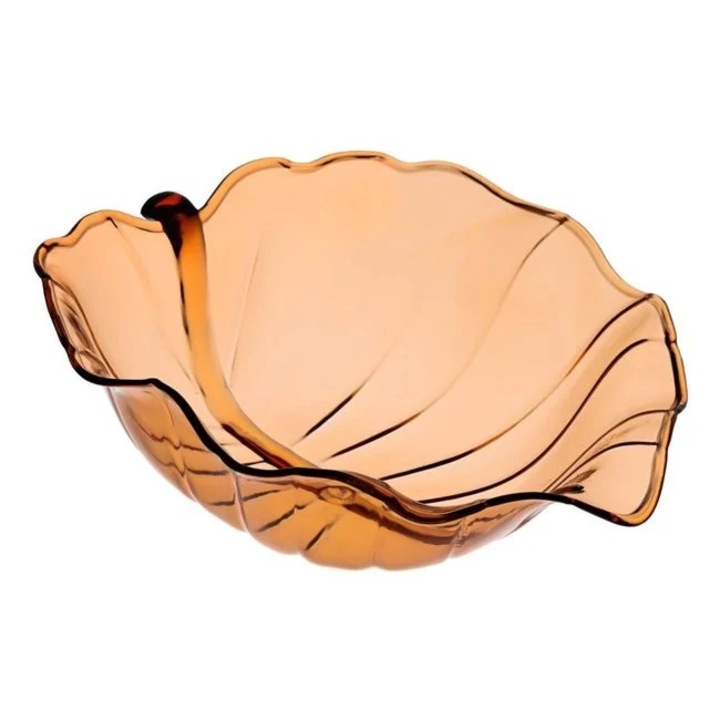 Bol de servire, in forma de frunca, din plastic, dimensiuni 27x32x11cm, transparent