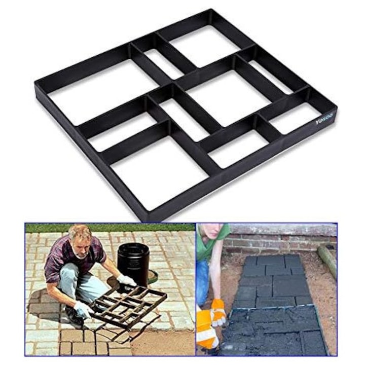 Matrita pentru pavele de gradina, plastic, forma asimetrica, 45x40x4cm, negru