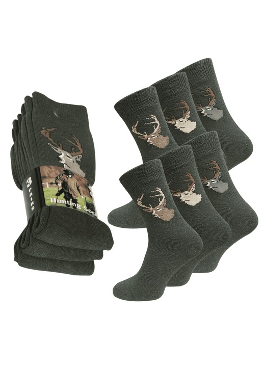 Sosete de vanatoare pentru barbati, set 3 perechi, marimea 43-46, verde inchis