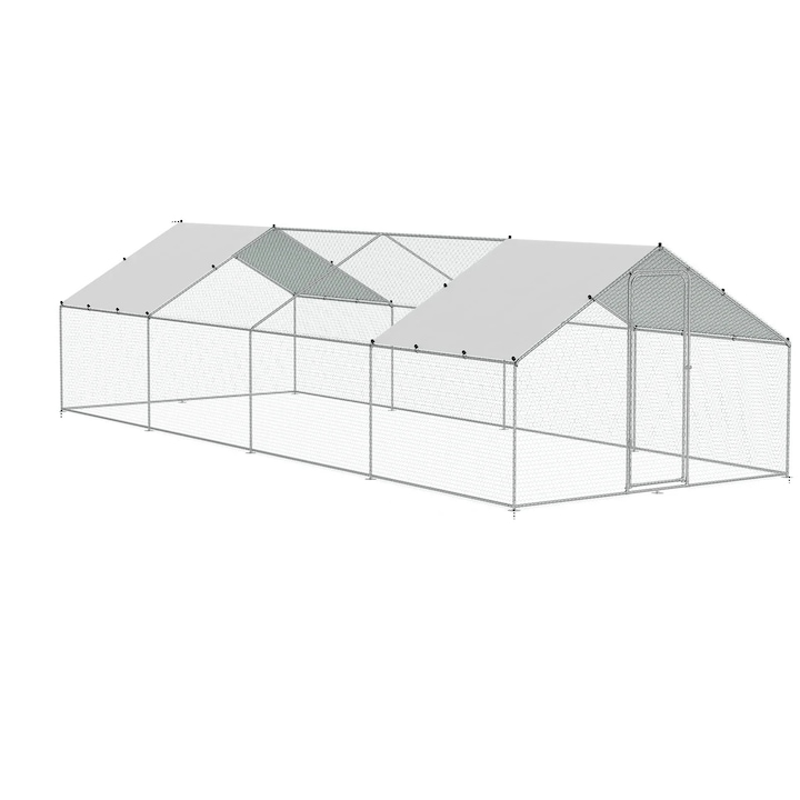 Fém csirkeól, horganyzott acél, 3x7, 83x1, 99m, hatszögletű háló, 8x3x2m torony, ezüst