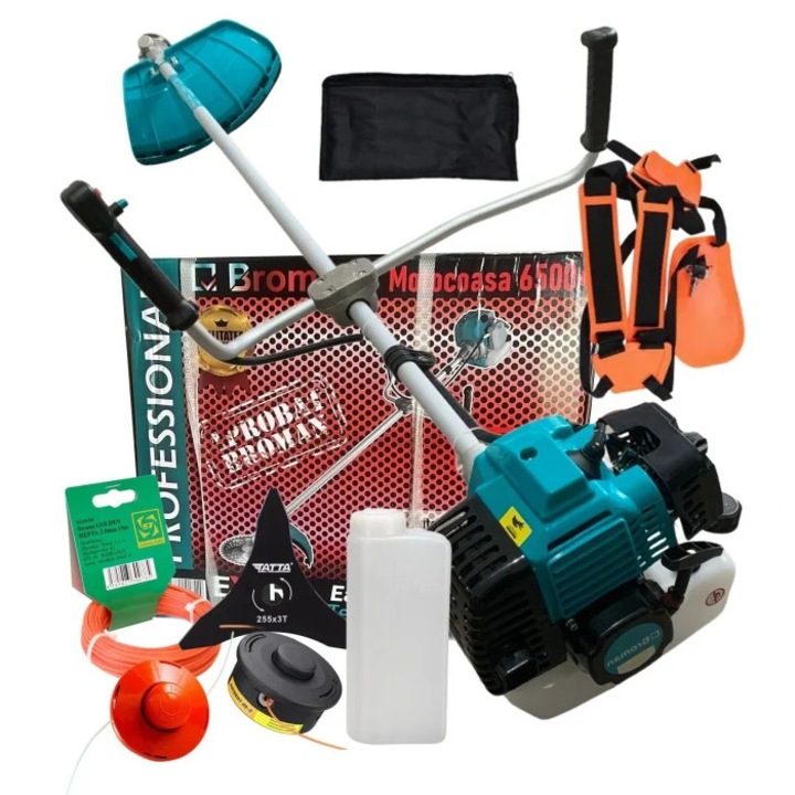 Motocoasa Broman Profesional 6000+, 5200 CC, 8 CP, 6000 RPM, cu 7 accesorii incluse