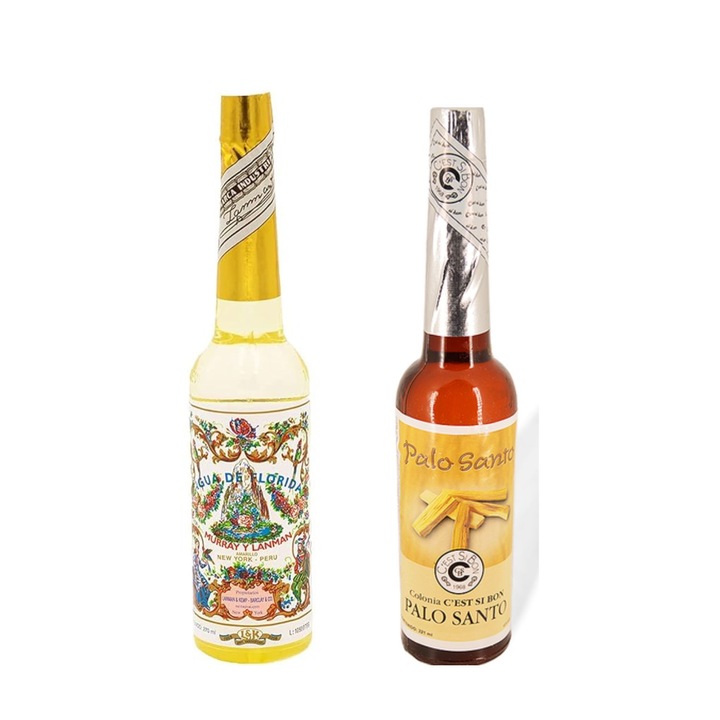 Agua de Florida 270 ml és Agua de Palo Santo 221 ml készlet, Peru, tisztítás és védelem