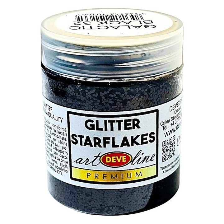 Glitter starflakes metalic vision, DEVE, 50gr sclipici negru 32 pentru rasina epoxidica lac de unghii sau vopsea decorativa