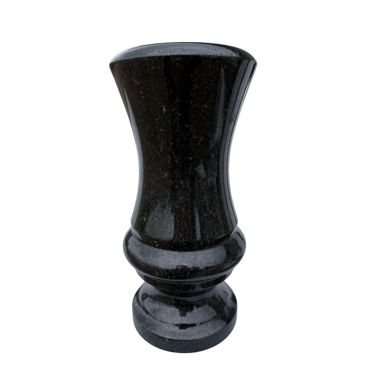 Vaza rotunjita din marmura neagra naturala 35x14x12