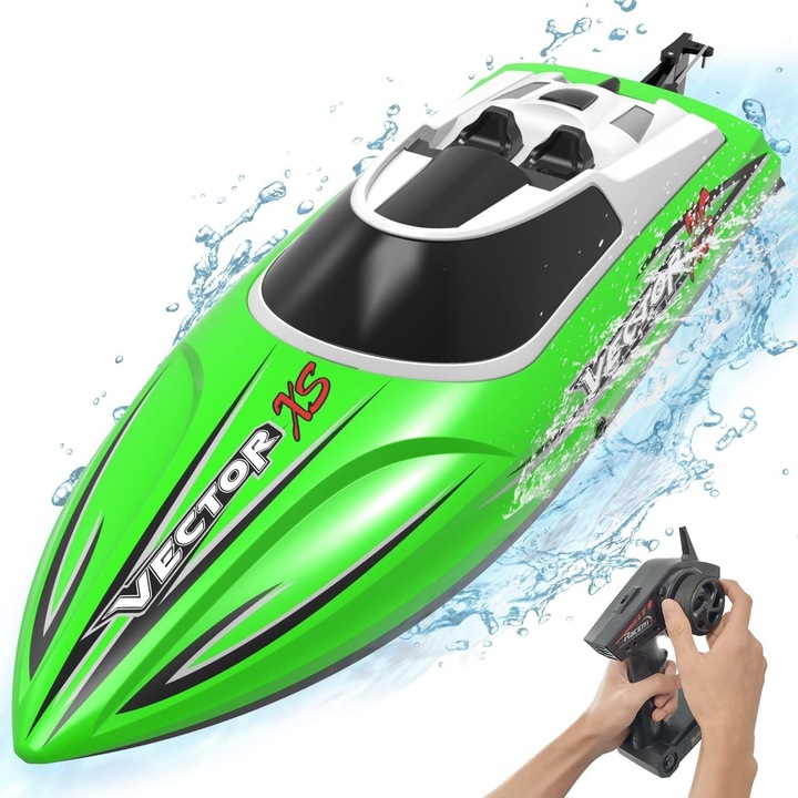 Barca cu telecomanda VolantexRc VECTOR XS Mini complet echipata, viteza 30km/h, 300mm, verde