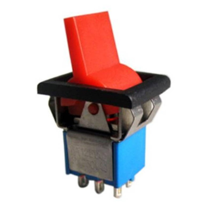 Karos kapcsoló, 6 tűs, 2 állású, kék, 250VAC, 3A, 12x16mm, DPDT