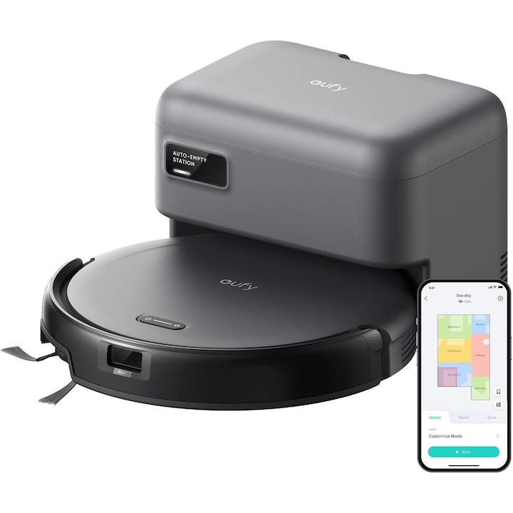Робот прахосмукачка eufy Роботизирана прахосмукачка C10, 4000 Pa, Lidar навигация, сив цвят