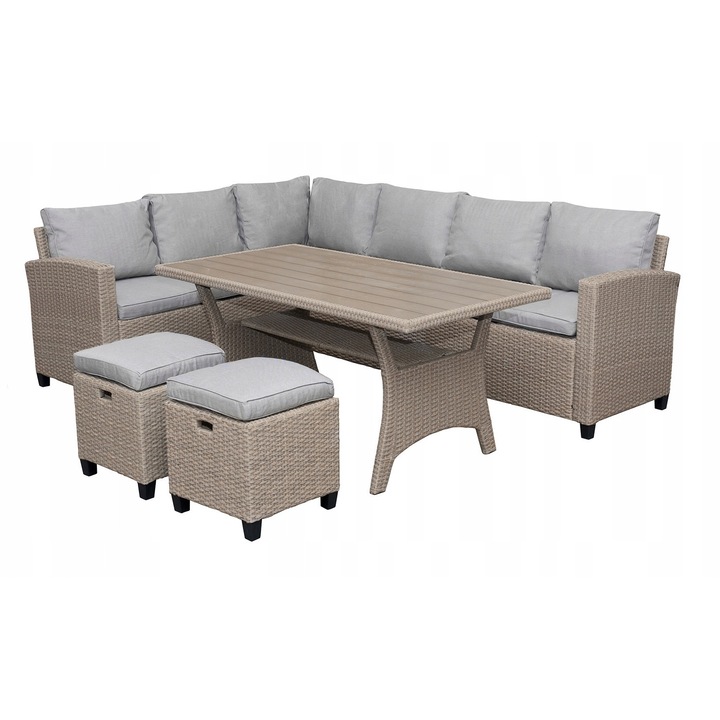 Set mobilier gradina Jumi VENEZIA, ratan, bej/gri