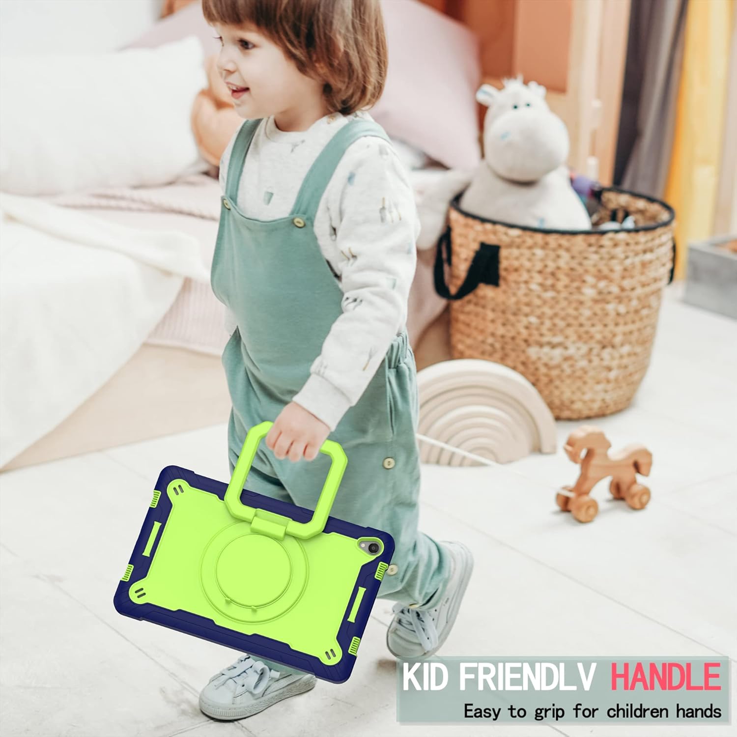 Husa Sigloo pentru Apple iPad 9th/8th/7th Gen (2021/2020/2019), 10.2'', Protectie Completa, Suport Creion, Stand Rotativ, Curea Umar, Anti-Soc, Verde Albastru